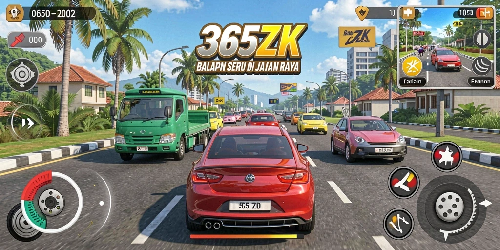 Tangkapan layar dari gameplay 365ZK yang seru saat balapan.