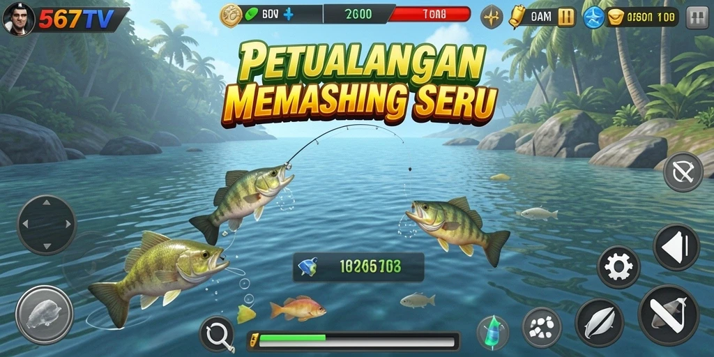 Screenshot gameplay 567TV dengan aksi memancing seru.