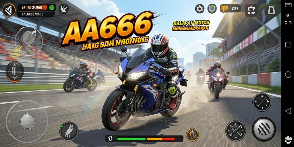 Gameplay balapan motor yang seru dan mengesankan.