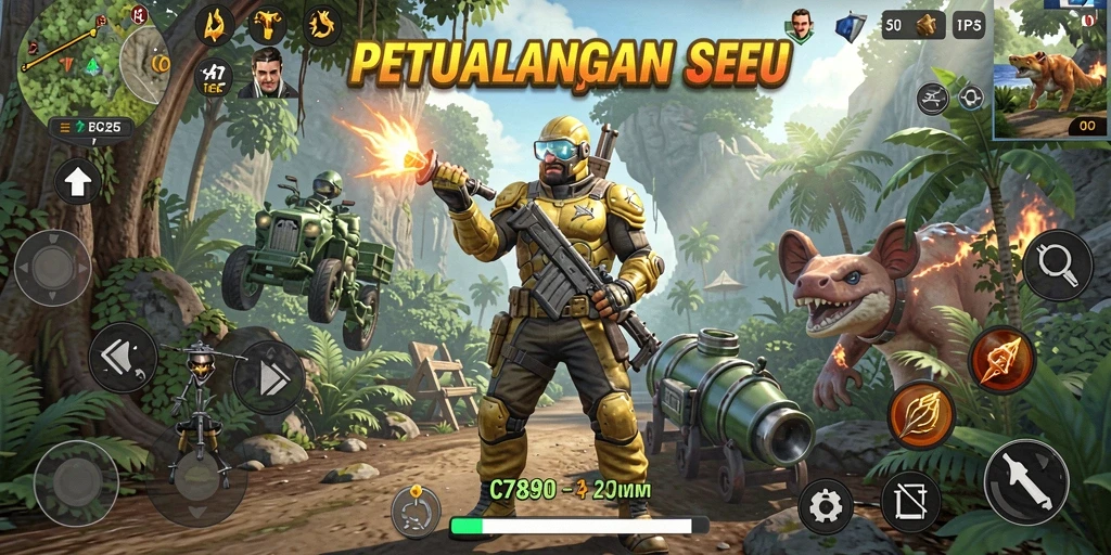 Tangkapan layar C7890 menampilkan aksi seru dalam pertempuran TPS.