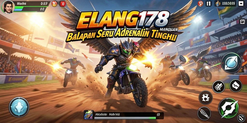 Tampilan seru balapan ELANG178 dengan mobil kece dan trek menantang.