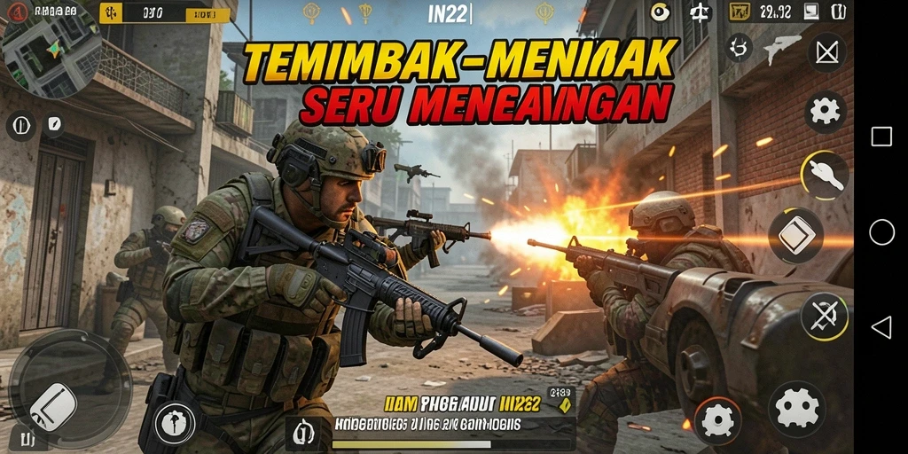 Tampilan gameplay seru dari IN22 dengan aksi tembak-menembak.
