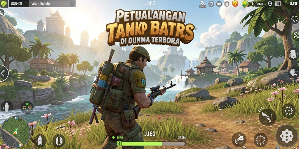 Tampilan gameplay JJ62 di dunia terbuka yang luas dan dinamis.