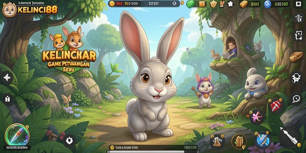 Tampilan gameplay seru KELINCI88 dengan kelinci yang lucu.
