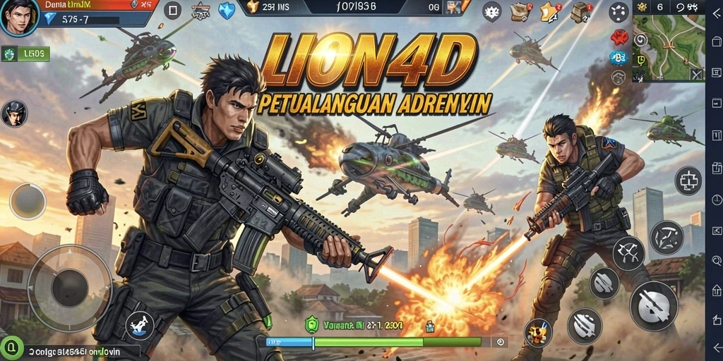 Tangkapan layar LION4D menunjukkan gameplay penuh aksi dan adrenalin.
