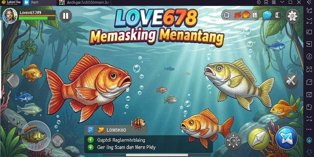Tampilan gameplay LOVE678 saat menangkap ikan di laut.