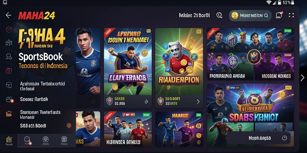 Tampilan gameplay MAHA24 yang menampilkan antarmuka sportsbook yang menarik.