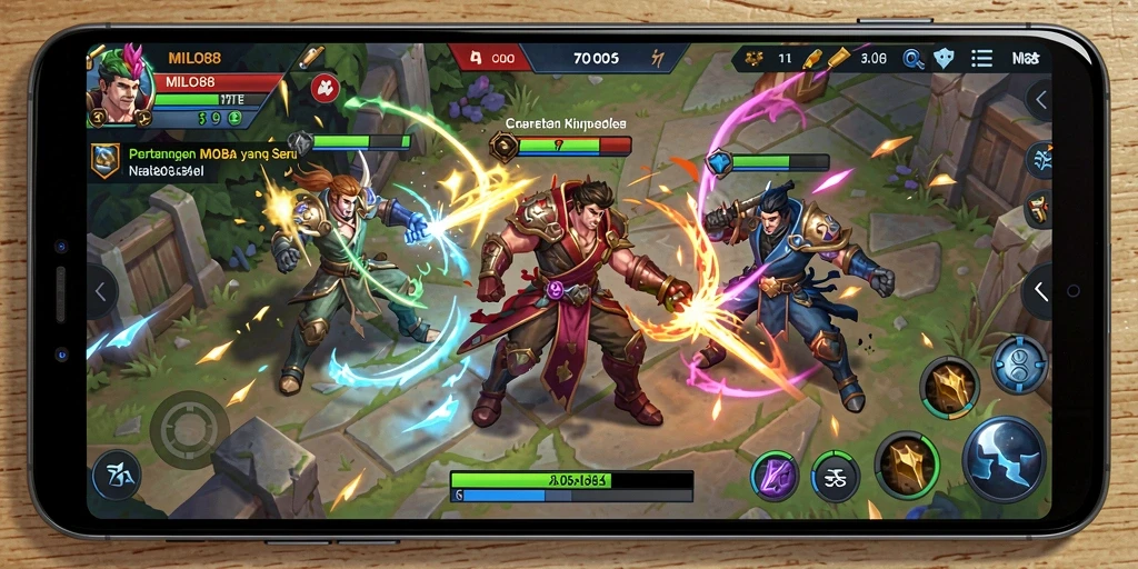Tampilan aksi seru dalam gameplay MOBA MILO88.