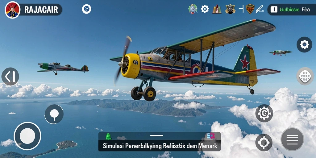 Screenshot gameplay RAJACAIR menampilkan momen penerbangan yang mendebarkan.