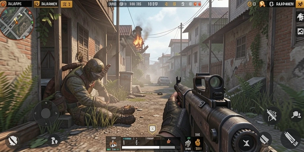 Screenshot gameplay RAJAPANEN menampilkan aksi yang mendebarkan dalam pertempuran TPS.