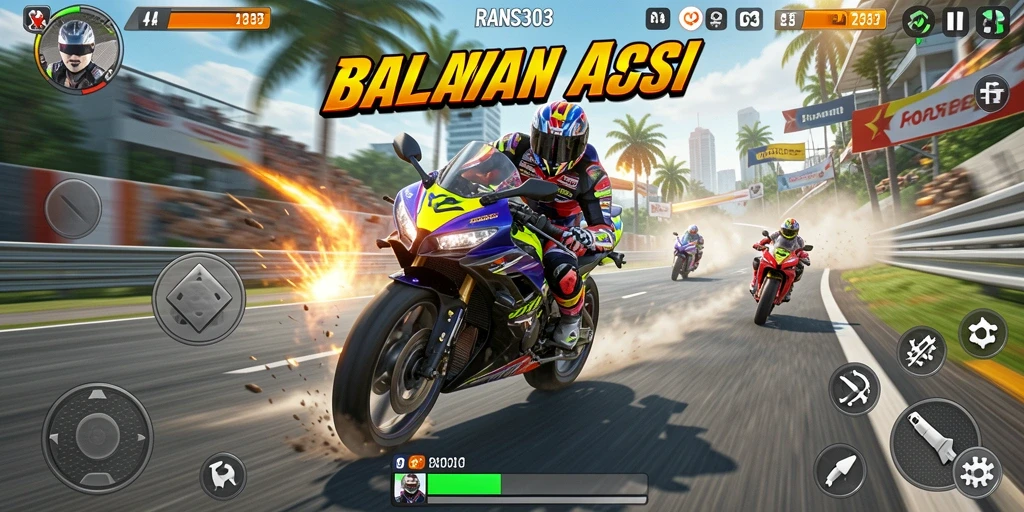 Gameplay RANS303 yang menegangkan dalam aksi balapan motor.