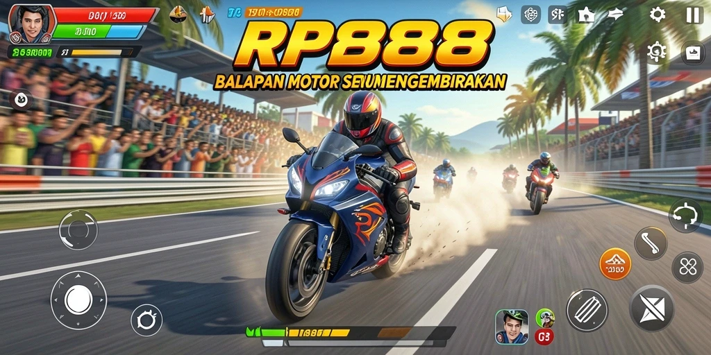 Gameplay mendebarkan dengan motor balap yang cepat.