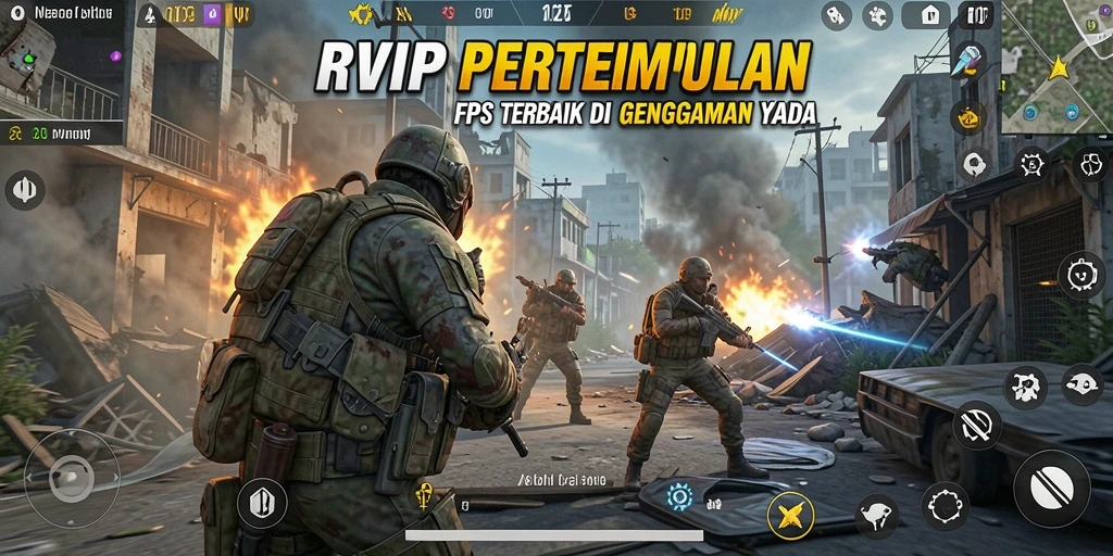 Tampilan gameplay seru dalam game FPS RVIP yang penuh aksi.