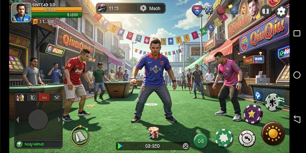 Tampilan gameplay QiuQiu yang mengasyikkan dan kompetitif.