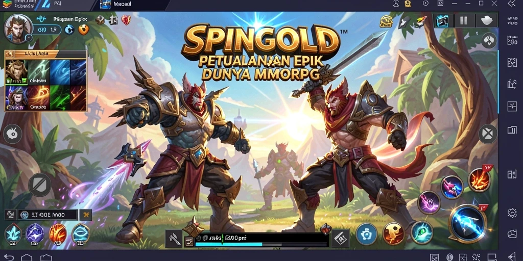 Tampilan gameplay SPINGOLD yang menawan dan penuh aksi di dunia MMORPG.