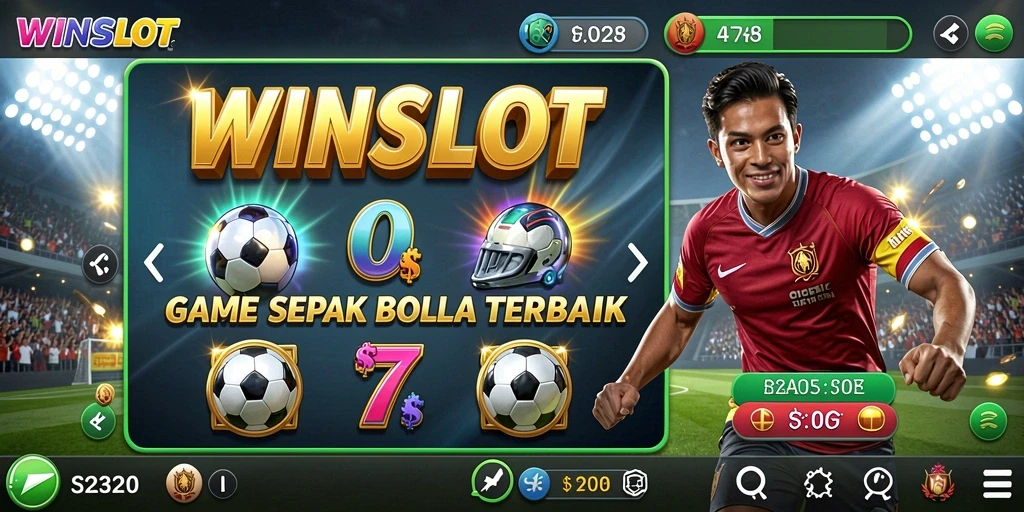 Screenshot WINSLOT menampilkan keseruan permainan slot bertema sepak bola.